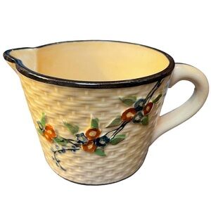 VTG Antique 20s Hotta Yu Shoten Japanese Majolica Basketweave Creamer Pitcher